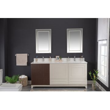 Set mobilier de baie (3 piese) Ohio 72 - Cream, Crem, 180x86x54 cm