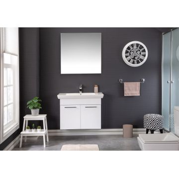 Set mobilier de baie (3 piese) Pamukkale 85 - White, Alb, 57x85x38 cm