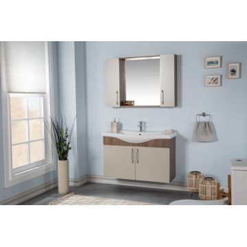 Set mobilier de baie (3 piese) Sokotra 100 - Tan, Crem, 98x58x34 cm