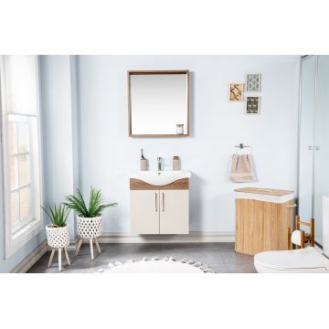 Set mobilier de baie (3 piese) Sokotra 65 - Tan, Crem, 78x58x36 cm