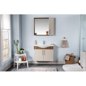 Set mobilier de baie (3 piese) Sokotra 80 - Tan, Crem, 78x58x34 cm