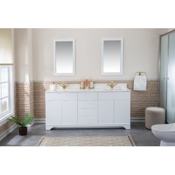 Set mobilier de baie (3 piese) Teton 72 - White, Alb, 180x86x54 cm