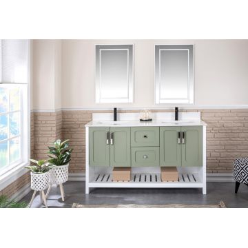 Set mobilier de baie (3 piese) Yampa 60 - Green, Verde, 150x86x54 cm