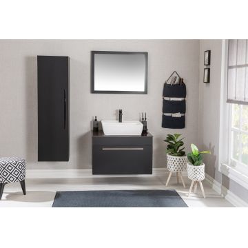 Set mobilier de baie (4 piese) Crater 80 - Black, Negru, 80x50x50 cm