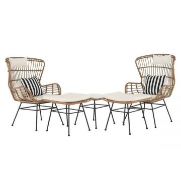 Set mobilier de gradina 5 piese rattan maro metal negru Vasal