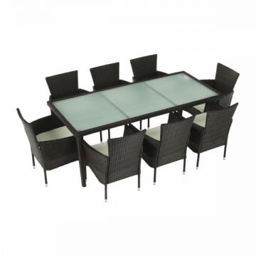 Set mobilier de gradina 9 piese rattan maro perne bej Menibor