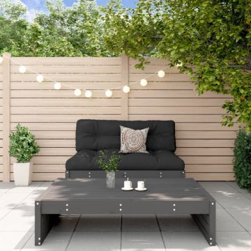 Set mobilier de grădină cu perne, 2 piese, gri, lemn masiv