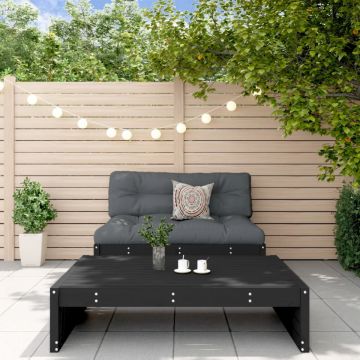 Set mobilier de grădină cu perne, 2 piese, negru, lemn masiv