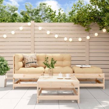 Set mobilier de grădină cu perne, 4 piese, lemn masiv