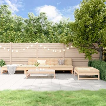 Set mobilier de grădină cu perne, 5 piese, lemn masiv