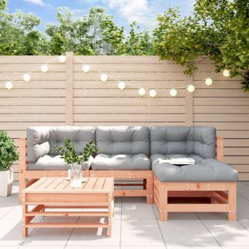 Set mobilier de grădină cu perne, 5 piese, lemn masiv douglas