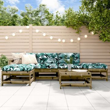 Set mobilier de grădină cu perne, 6 piese, lemn de pin tratat