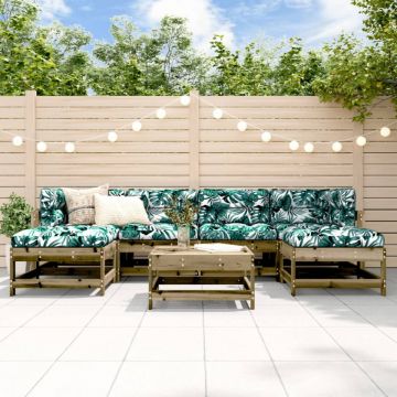 Set mobilier de grădină cu perne, 7 piese, lemn de pin tratat