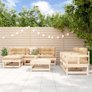 Set mobilier de grădină cu perne, 7 piese, lemn masiv