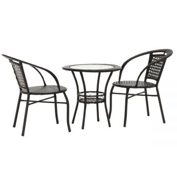 Set mobilier de gradina rattan artificial maro 3 piese Lasan