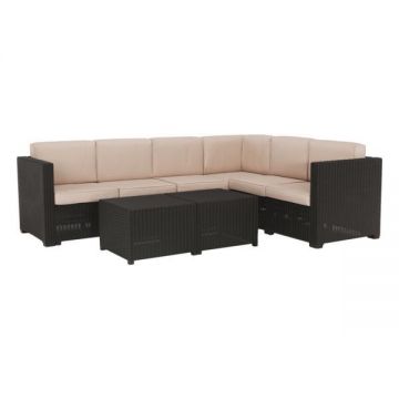 Set mobilier de gradina rattan artificila maro 3 piese Roden