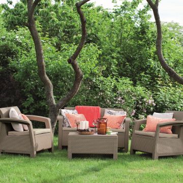 Set mobilier gradina cappuccino Keter Corfu
