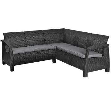 Set mobilier gradina fara masa graphite Keter Corfu Relax