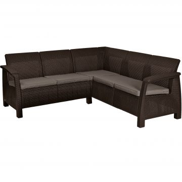Set mobilier gradina fara masa maro Keter Corfu Relax