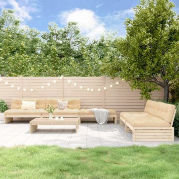 Set mobilier relaxare de grădină & perne 6 piese lemn masiv pin