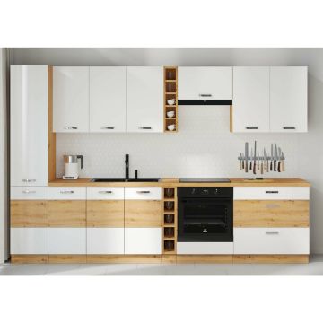 Bucatarie Artisan 3.15 M, Stejar Artisan/Alb Lucios
