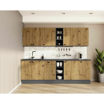 Bucatarie AVA 2.6 M Stejar Artisan Lamelat/Antracit