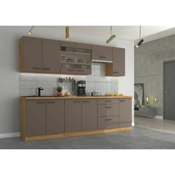 Bucatarie Bolonia 2.6 M Stejar Artisan/Gri Trufla