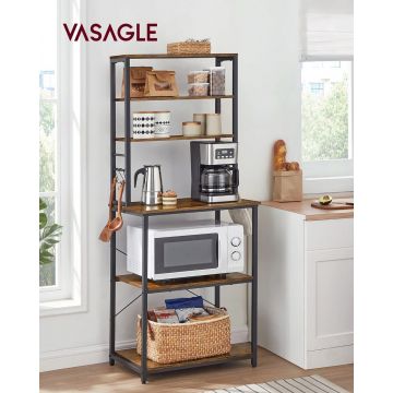 Dulap de bucatarie, Vasagle, 60 x 40 x 167 cm, PAL/otel, maro rustic Dulap de bucatarie, Vasagle, 60 x 40 x 167 cm, PAL/otel, maro rustic