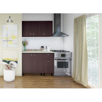 Mobila De Bucatarie Star, Dimensiune 120cm, Culoare Wenghe din Pal de 18mm