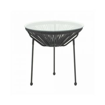 Set de gradina Pakoworld Acapulco 3 piese poliratan alb/metal negru