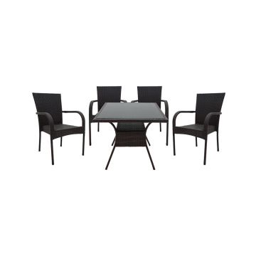 Set de gradina Pakoworld Laura 5 piese metal/sticla negru