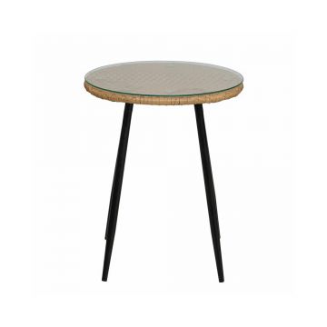 Set de gradina Pakoworld Naoki 3 piese natural metal poliratan