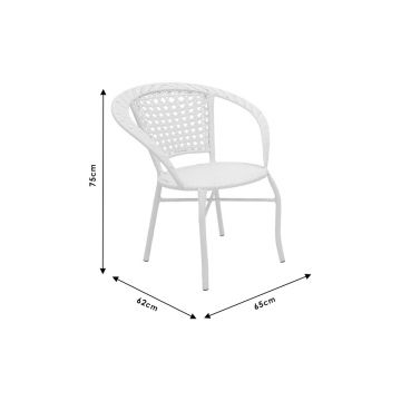 Set de gradina Pakoworld Saylor 3 piese alb metal poliratan