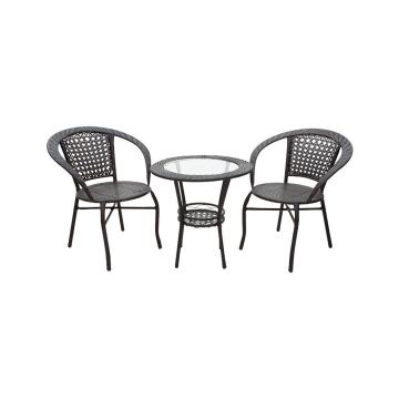 Set de gradina Pakoworld Saylor 3 piese negru metal poliratan