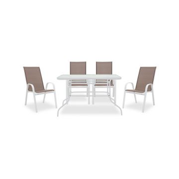 Set de gradina Pakoworld Valor-Calan 5 piese metal alb
