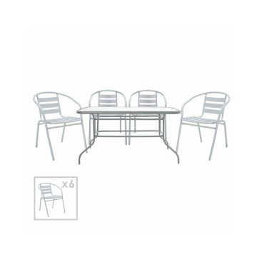 Set de gradina Pakoworld Valor-Tade metal gri 7 piese