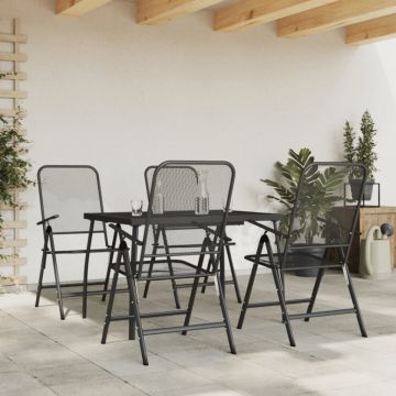 Set de masă pentru grădină, 5 piese, plasă metalică antracit