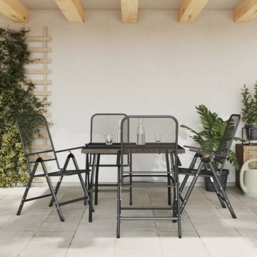 Set de masă pentru grădină, 5 piese, plasă metalică antracit