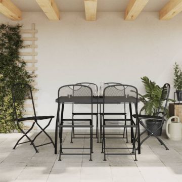 Set de masă pentru grădină, 7 piese, plasă metalică antracit