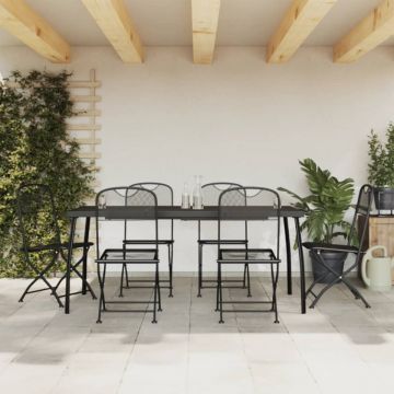 Set de masă pentru grădină, 7 piese, plasă metalică antracit