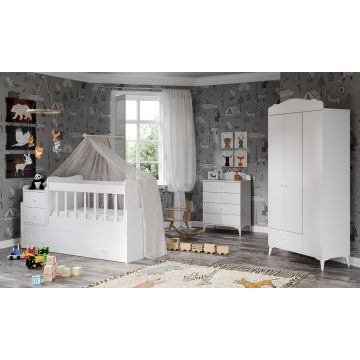Set de mobilier pentru camera bebelusului Sansa Buyuyen - White, Alb, 95x67x175 cm