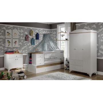 Set de mobilier pentru camera bebelusului Vega - Oak, Stejar, 106x78x186 cm