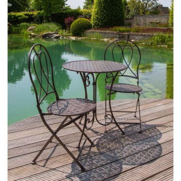 Set masa cu scaune Shell, Metal, Maro, 93x41.5x47 cm