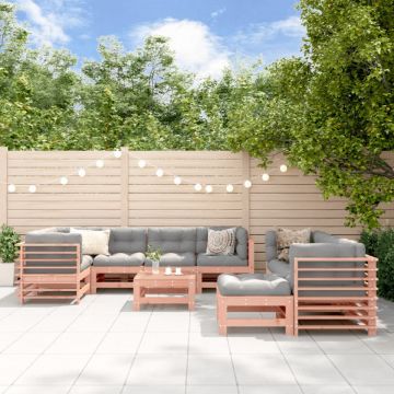 Set mobilier de grădină cu perne, 10 piese, lemn masiv douglas