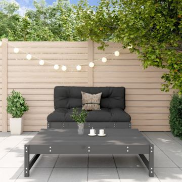 Set mobilier de grădină cu perne, 2 piese, gri, lemn masiv