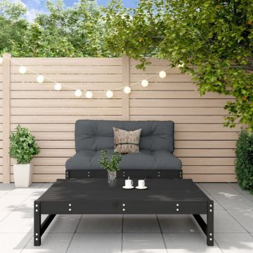 Set mobilier de grădină cu perne, 2 piese, negru, lemn masiv