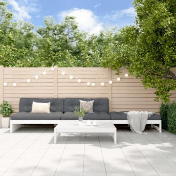 Set mobilier de grădină cu perne, 4 piese, alb, lemn masiv
