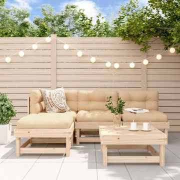 Set mobilier de grădină cu perne, 5 piese, lemn masiv