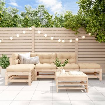 Set mobilier de grădină cu perne, 6 piese, lemn masiv