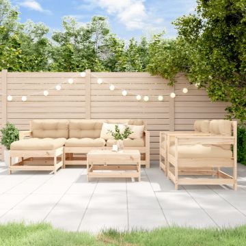 Set mobilier de grădină cu perne, 7 piese, lemn masiv